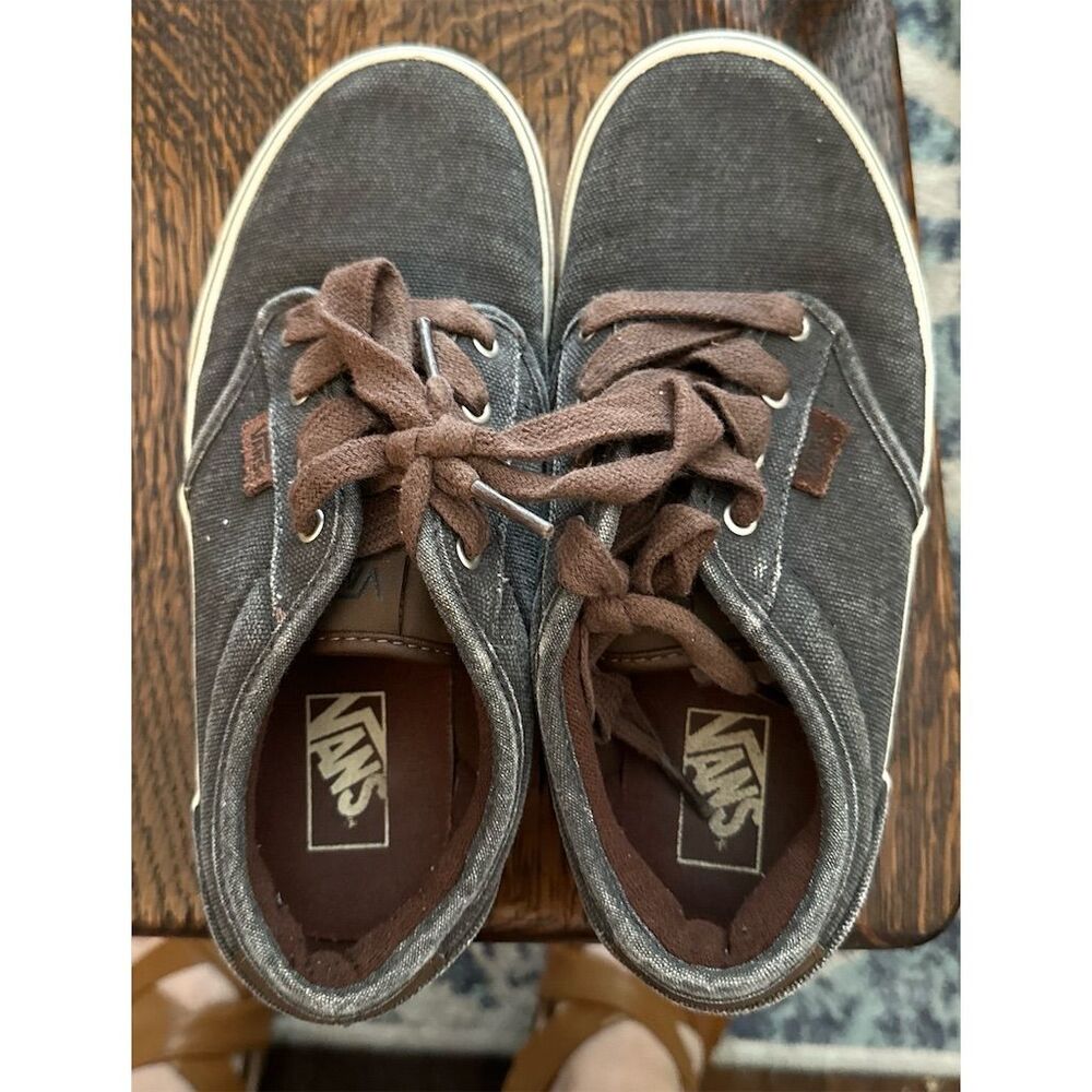 Vans Toddler's Low Top Sneakers Brown Gray Size 7.5 Casual Lace-Up